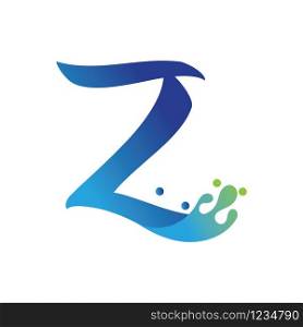 Z letter logo design with water splash ripple template