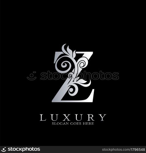 Z Letter Logo Monogram Luxury Initial Logo vector template design silver.
