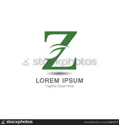 Z Letter logo with leaf concept template design