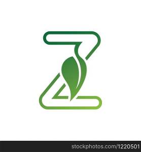 Z Letter with leaf logo or symbol concept template design