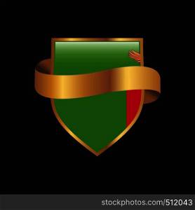 Zambia flag Golden badge design vector