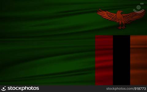 Zambia flag vector. Vector flag of Zambia blowig in the wind. EPS 10.