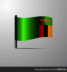 Zambia waving Shiny Flag design vector