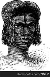 Zambo Female from Africa, engraving based on the English edition, vintage illustration. Le Tour du Monde, Travel Journal, 1881
