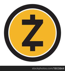 Zcash ZEC token symbol of the DeFi project cryptocurrency logo, decentralized finance coin icon isolated on white background. Vector illustration.