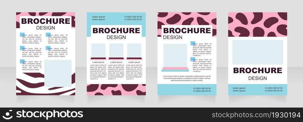 Zebra and tiger spots blank brochure layout design. Wild animals. Vertical poster template set with empty copy space for text. Premade corporate reports collection. Editable flyer paper pages. Zebra and tiger spots blank brochure layout design