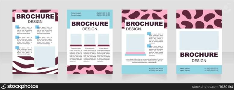 Zebra and tiger spots blank brochure layout design. Wild animals. Vertical poster template set with empty copy space for text. Premade corporate reports collection. Editable flyer paper pages. Zebra and tiger spots blank brochure layout design