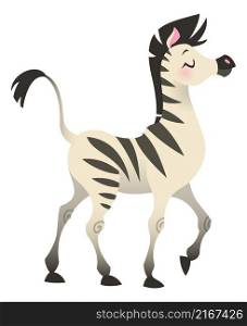 Zebra character. Wild striped horse. Safari animal isolated on white background. Zebra character. Wild striped horse. Safari animal