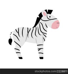 Zebra drawing for children. Wind flat illustration for a children’s book with African animals. Horses and zebras, cards with animals for children