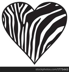 Zebra heart (wild animal skin - print background).