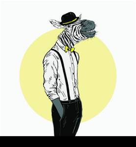 zebra man dressed up in retro style