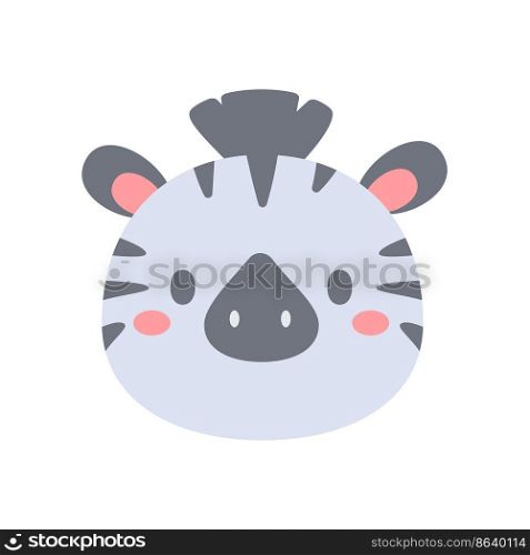 Zebra vector. cute animal face design for kids.