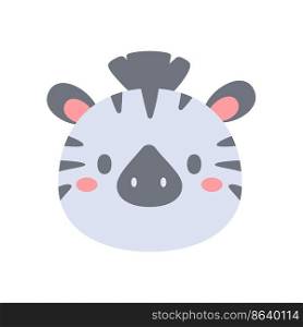 Zebra vector. cute animal face design for kids.