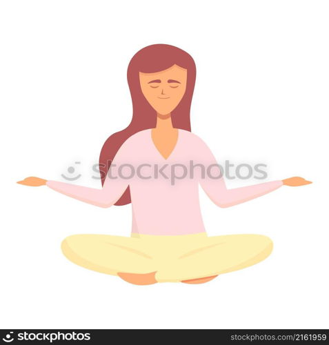 Zen meditation icon cartoon vector. Woman relax. Meditate character. Zen meditation icon cartoon vector. Woman relax