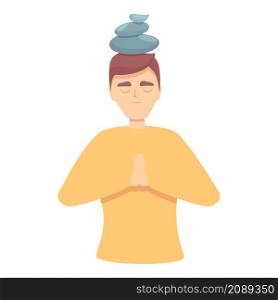 Zen mind icon cartoon vector. Work concentration. Think meditate. Zen mind icon cartoon vector. Work concentration
