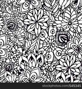 Zentangle coloring page. Doodle seamless pattern in vector. Creative floral background for your design, wrapping paper.. Zentangle coloring page. Doodle seamless pattern in vector. Creative floral background for your design, wrapping paper