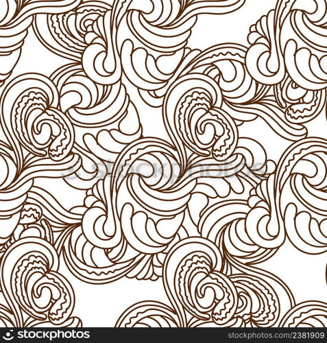 Zentangle wavy seamless pattern. Doodle black and white flower ornament. Seamless black and white doodle pattern