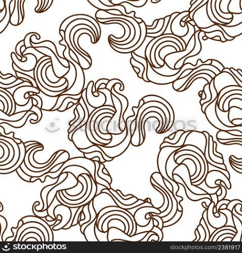 Zentangle wavy seamless pattern. Doodle black and white flower ornament. Seamless black and white doodle pattern