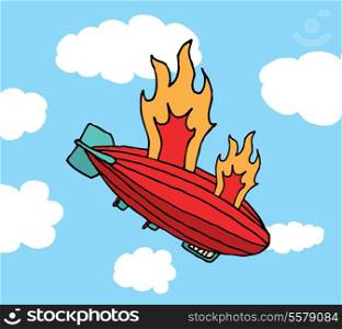 Zeppelin on fire falling / Big failure