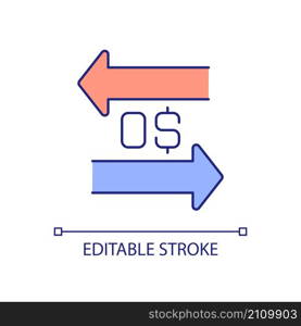 Zero based budgeting RGB color icon. Financial management. Planning approach. Expenditure and income. Isolated vector illustration. Simple filled line drawing. Editable stroke. Arial font used. Zero based budgeting RGB color icon