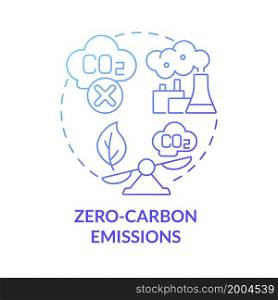 Zero-carbon emissions blue gradient concept icon. Nuclear energy advantage abstract idea thin line illustration. Carbon-free electricity. Eliminating fossil fuel. Vector isolated outline color drawing. Zero-carbon emissions blue gradient concept icon