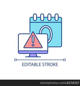 Zero day attack RGB color icon. Vulnerable software. Fixing program with patch. Cybercrime. Isolated vector illustration. Simple filled line drawing. Editable stroke. Arial font used. Zero day attack RGB color icon