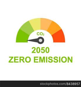 Zero emission co2 speedometer icon