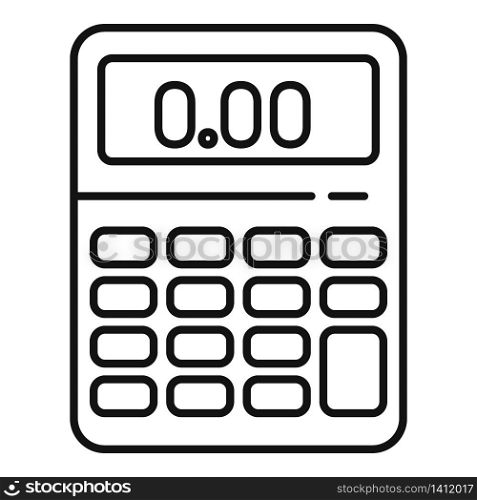 Zero finance calculator icon. Outline zero finance calculator vector icon for web design isolated on white background. Zero finance calculator icon, outline style