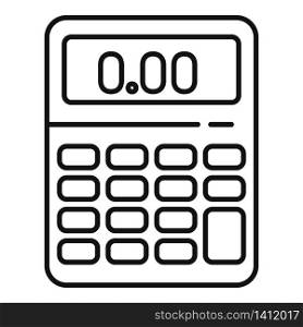 Zero finance calculator icon. Outline zero finance calculator vector icon for web design isolated on white background. Zero finance calculator icon, outline style