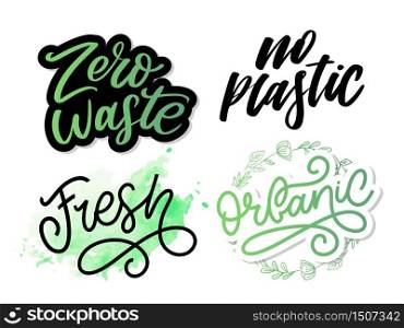 Zero waste conception Green Eco Ecology lettering text. Zero waste conception Green Eco Ecology lettering text vector