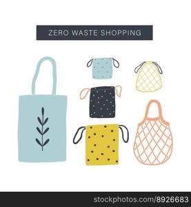 Zero waste shopping toolkit flat lay vector image