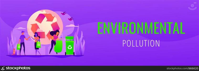 Zero waste, waste free technology, environmental pollution concept. Vector banner template for social media with text copy space and infographic concept illustration.. Waste-free, zero waste technology web banner concept.