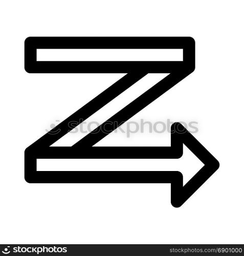 zigzag arrow, icon on isolated background