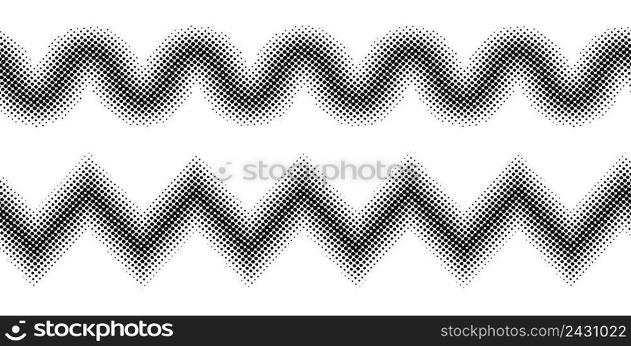 Zigzag halftone effect, vector zig zag dots halftone pattern for design