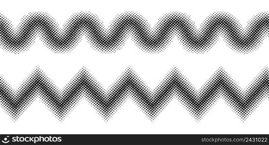 Zigzag halftone effect, vector zig zag dots halftone pattern for design