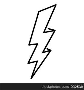 Zigzag lightning bolt icon. Outline zigzag lightning bolt vector icon for web design isolated on white background. Zigzag lightning bolt icon, outline style