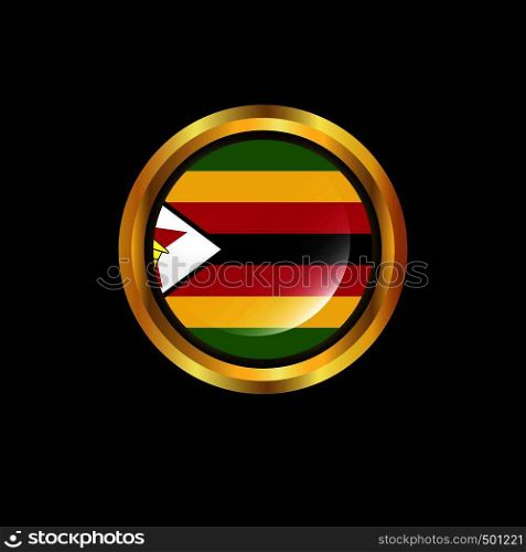 Zimbabwe flag Golden button