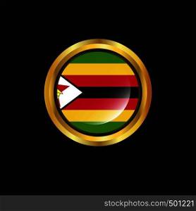 Zimbabwe flag Golden button