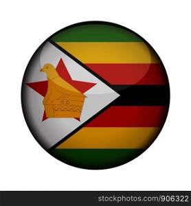 zimbabwe Flag in glossy round button of icon. zimbabwe emblem isolated on white background. National concept sign. Independence Day. Vector illustration.