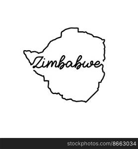 Zimbabwe outline map with the handwritten country name. Continuous line drawing of patriotic home sign. A love for a small homeland. T-shirt print idea. Vector illustration.. Zimbabwe outline map with the handwritten country name. Continuous line drawing of patriotic home sign