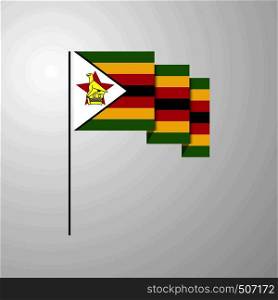 Zimbabwe waving Flag creative background