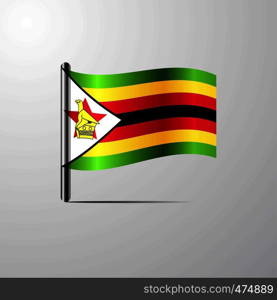 Zimbabwe waving Shiny Flag design vector