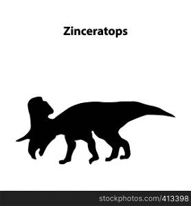 Zinceratops dinosaur black silhouettes isolated on white background. Zinceratops dinosaur silhouette