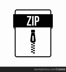 ZIP file icon in simple style on a white background. ZIP file icon, simple style