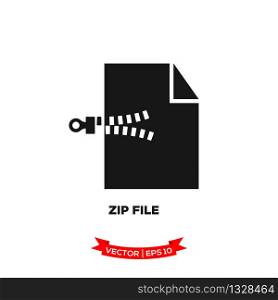 zip file icon in trendy flat style, file icon