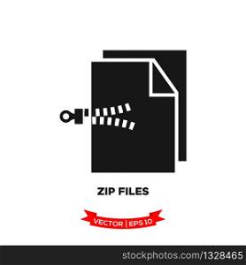 zip file icon in trendy flat style, file icon