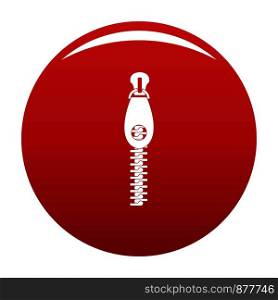 Zip with hole icon. Simple illustration of zip with hole vector icon for any design red. Zip with hole icon vector red