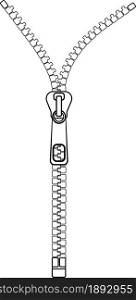 Zipper closure close-up. Zipper outline. Linear Vector Image