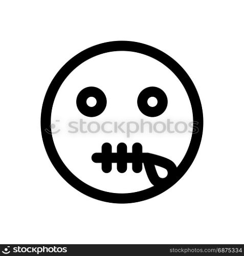 zipper mouth emoji, icon on isolated background