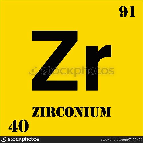 Zirconium symbol in the form of a hexagon with a metallic frame. Element number 40 of the Periodic Table of the Elements - Chemistry. Zirconium symbol. Element number 40 of the Periodic Table of the Elements - Chemistry
